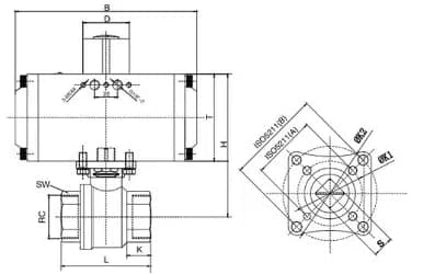 Pneumatic Actuated 2 Piece Ball Valve