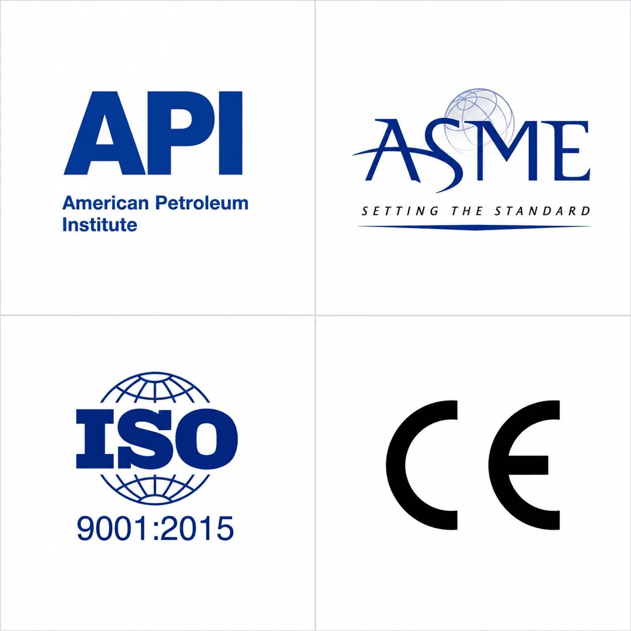 Certifications — API, ASME, ISO 9001, CE